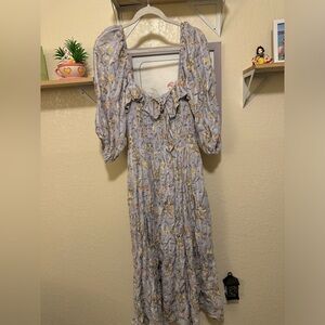 Free People oasis midi dress in lavender floral design!